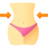 Corpo perdendo medidas coms os treinos na 4Treiner Icone de um corpo de mulher perdendo medidas